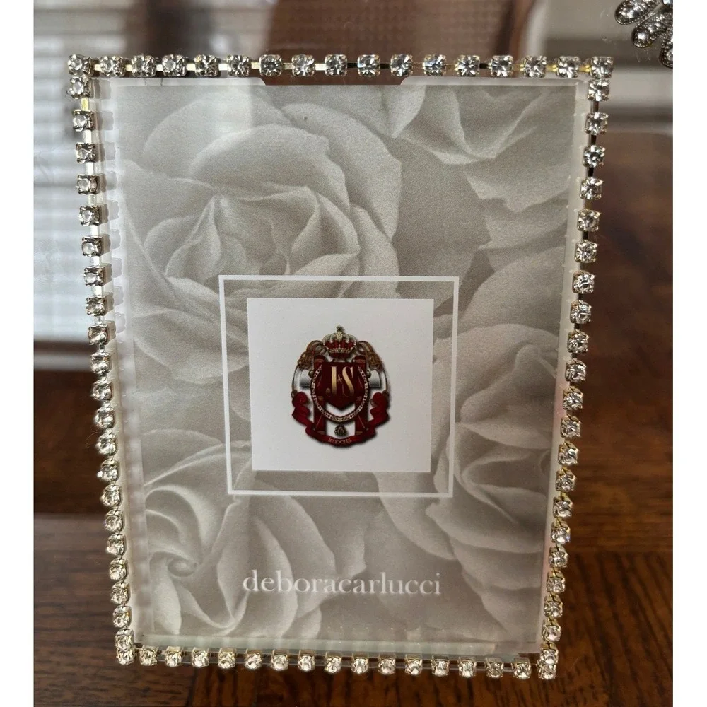 Set of 2 Crystal Flower Glass PhotoFrames 4x6 Keepsake Gift Special Occasion NEW